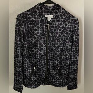 Christopher & Banks Black and Gray Patterned Blazer